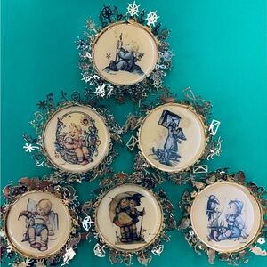 RARE 24K Gold‎ Hummel Christmas Ornaments 
Set of 6
